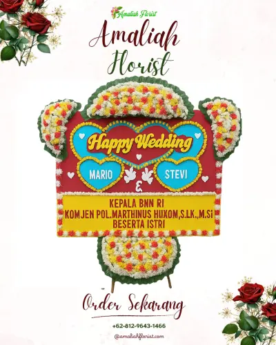 Karangan Papan Bunga Pernikahan di Kalijambe